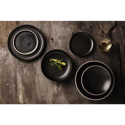 Olympia Canvas Small Rim Round Plate Delhi Black 180mm (Pack of 6)