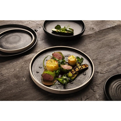 Olympia Canvas Flat Round Plate Delhi Black 250mm (Pack of 6)