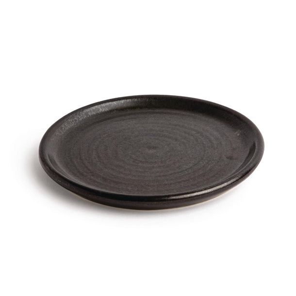Olympia Canvas Small Rim Round Plate Delhi Black 180mm (Pack of 6)
