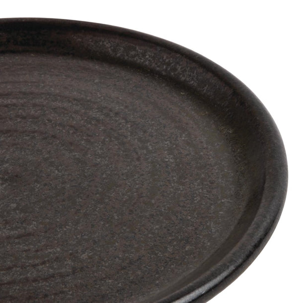 Olympia Canvas Small Rim Round Plate Delhi Black 180mm (Pack of 6)