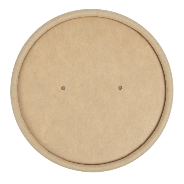 Colpac Recyclable Kraft Microwavable Soup Cup Lids 8oz and 12oz (Pack of 500)