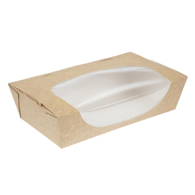 Colpac Recyclable Kraft Tuck-Top Salad Boxes With Window 1000ml - 35oz (Pack of 200)