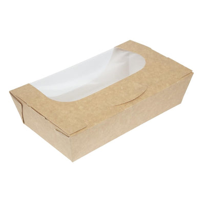 Colpac Recyclable Kraft Tuck-Top Salad Boxes With Window 1000ml - 35oz (Pack of 200)