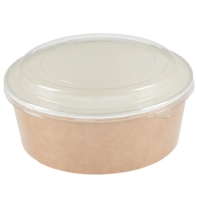 Colpac Recyclable Kraft Salad Pots With Lid Large 1300ml - 45oz (Pack of 150)