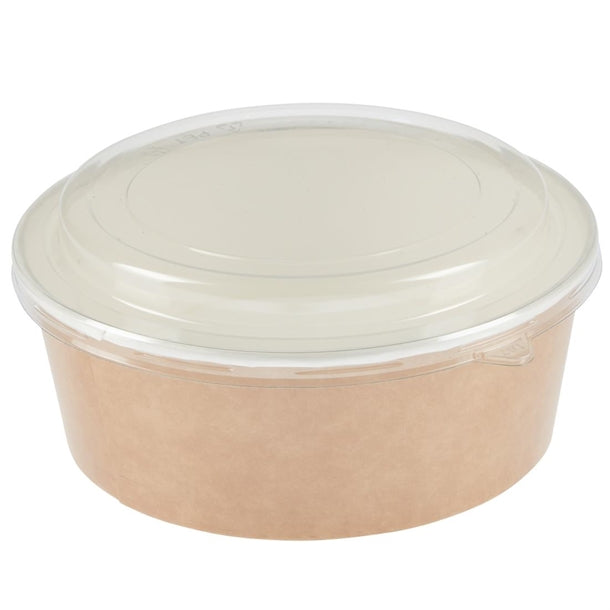 Colpac Recyclable Kraft Salad Pots With Lid Large 1300ml - 45oz (Pack of 150)