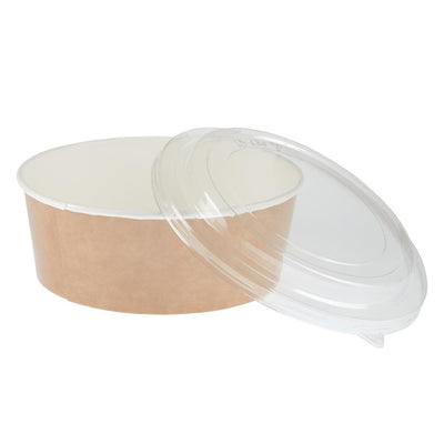 Colpac Recyclable Kraft Salad Pots With Lid Large 1300ml - 45oz (Pack of 150)