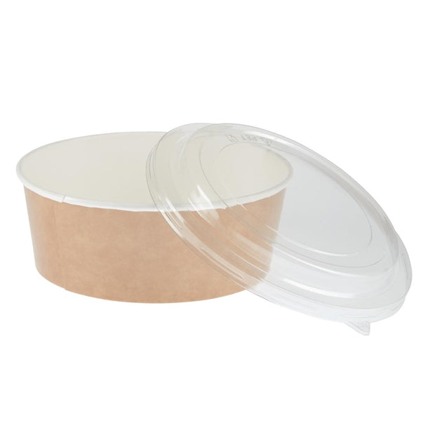 Colpac Recyclable Kraft Salad Pots With Lid Large 1300ml - 45oz (Pack of 150)