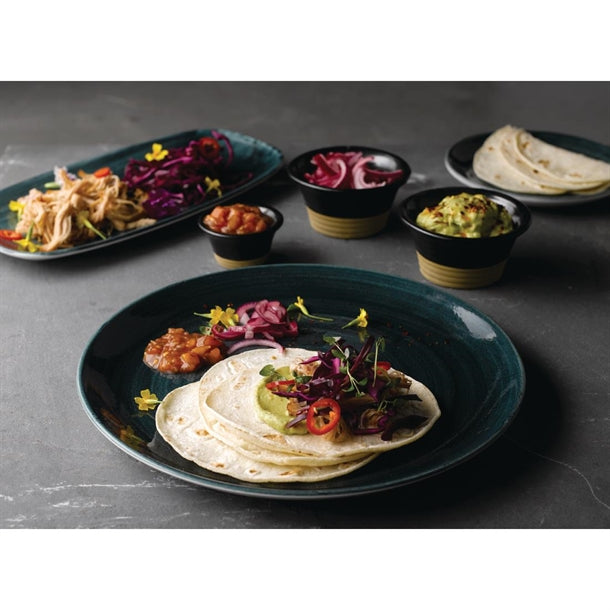 Churchill Stone Oblong Chef Plates Aquamarine 189 x 355mm (Pack of 6)