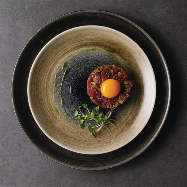 Churchill Stonecast Aqueous Deep Coupe Plates Bayou Taupe 255mm (Pack of 12)