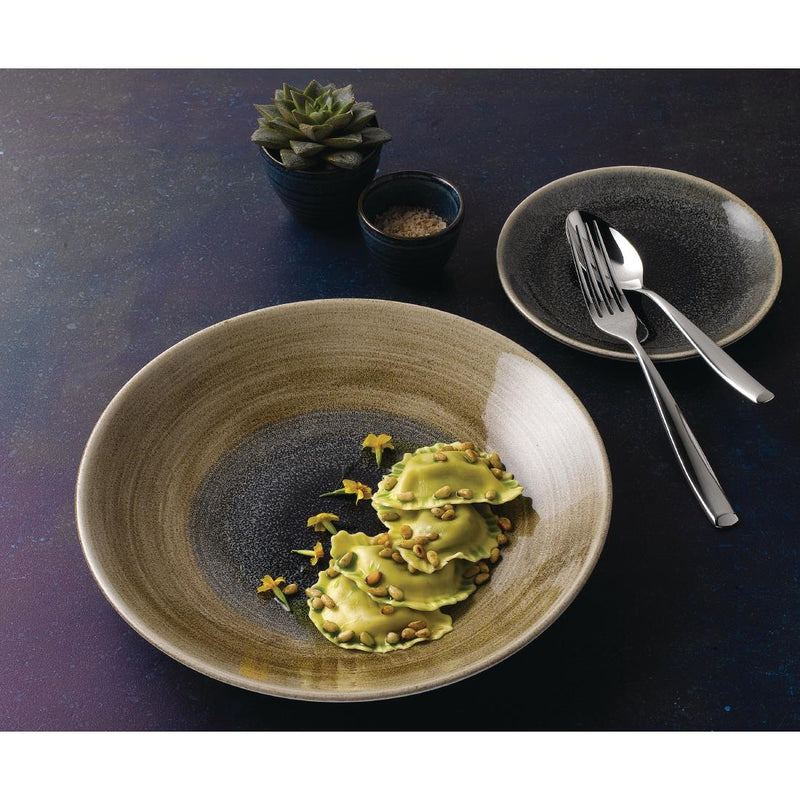 Churchill Stonecast Aqueous Deep Coupe Plates Bayou Taupe 255mm (Pack of 12)