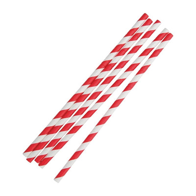Fiesta Green Compostable Bendy Paper Straws Red Stripes (Pack of 250)