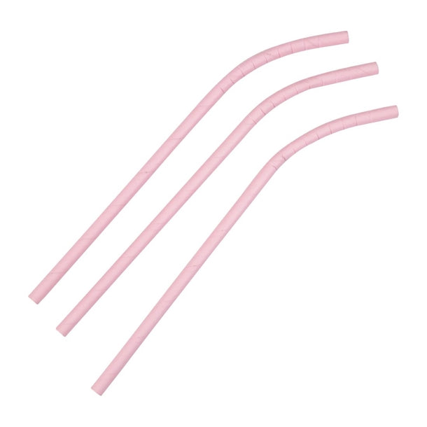 Fiesta Green Compostable Bendy Paper Straws Pink (Pack of 250)