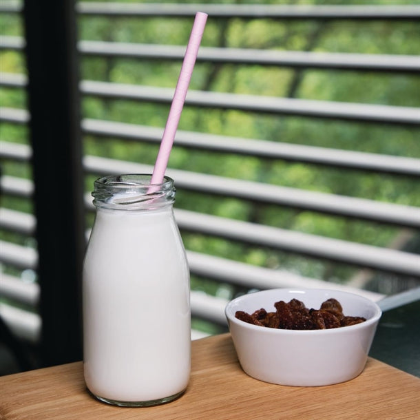 Fiesta Green Compostable Bendy Paper Straws Pink (Pack of 250)