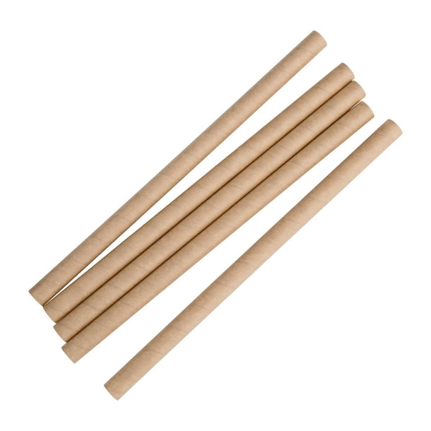 Fiesta Green Compostable Paper Smoothie Straws Kraft (Pack of 250)