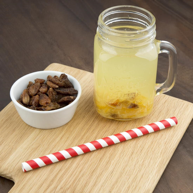 Fiesta Green Compostable Paper Smoothie Straws Red Stripes (Pack of 250)