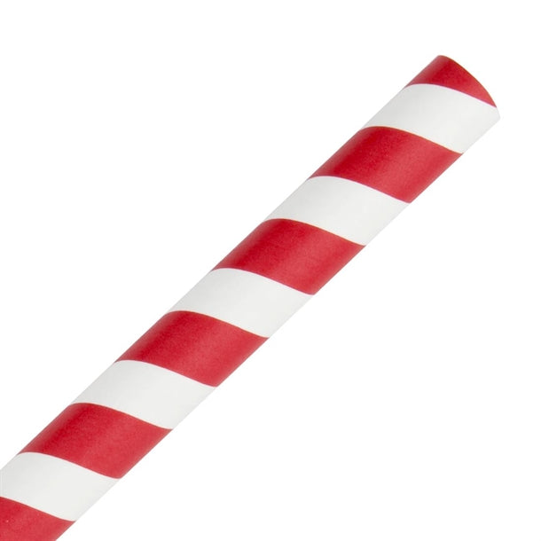 Fiesta Green Compostable Paper Smoothie Straws Red Stripes (Pack of 250)