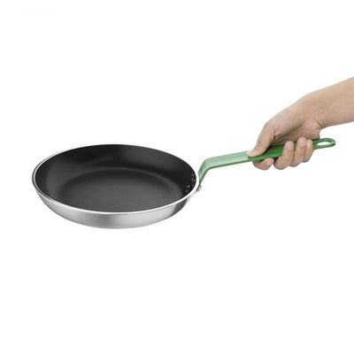 Vogue Non-stick Teflon Aluminium Platinum Plus Frying Pan with Green Handle 200mm