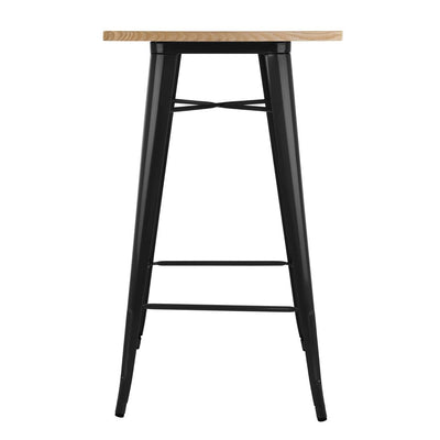 Bolero Bistro Bar Table with Wooden Top Black (Single)