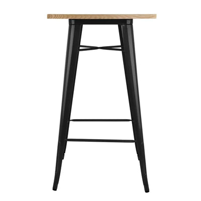 Bolero Bistro Bar Table with Wooden Top Black (Single)