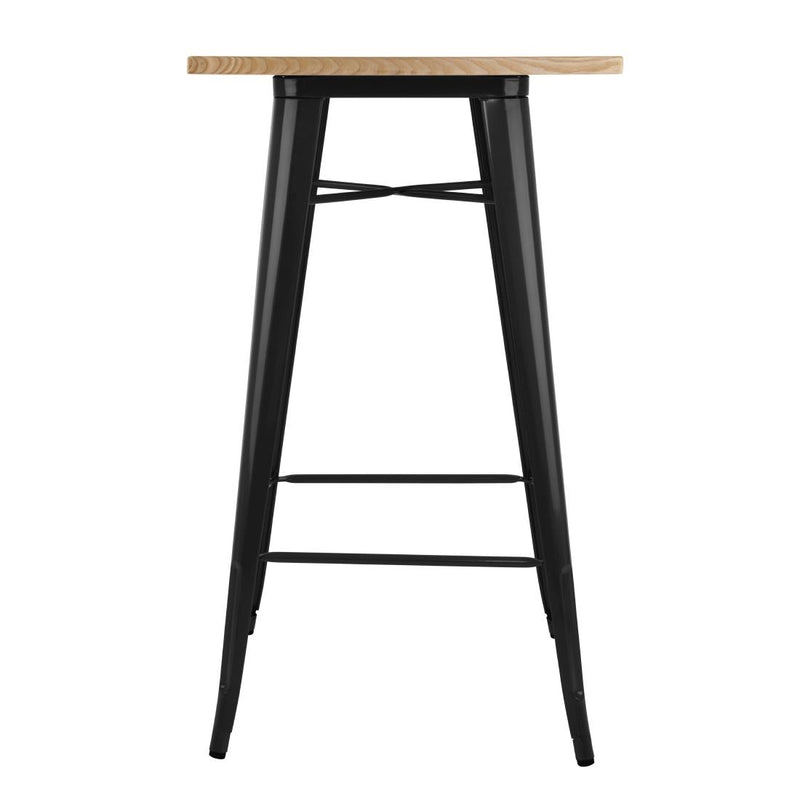 Bolero Bistro Bar Table with Wooden Top Black (Single)