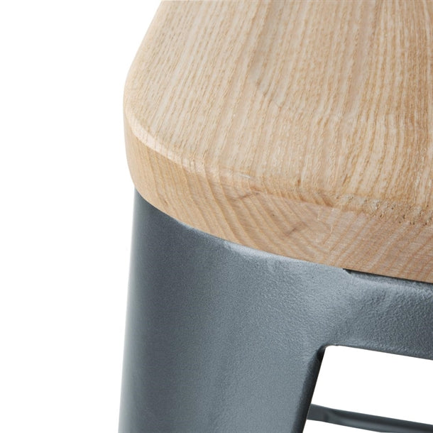 Bolero Bistro High Stools with Wooden Seatpad White (Pack of 4)