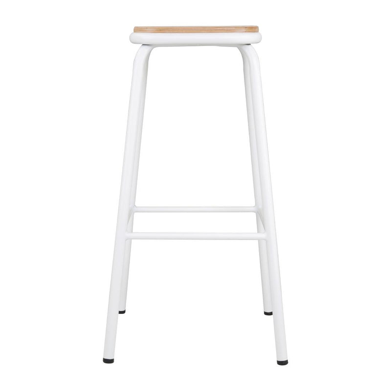 Bolero Cantina High Stools with Wooden Seat Pad White (Pack of 4)