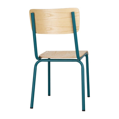 Bolero Cantina Side Chairs with Wooden Seat Pad and Backrest Teal (Pack of 4)