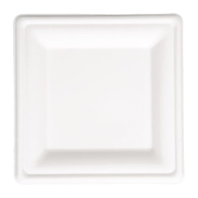 Fiesta Green Compostable Bagasse Square Plates 204mm (Pack of 50)