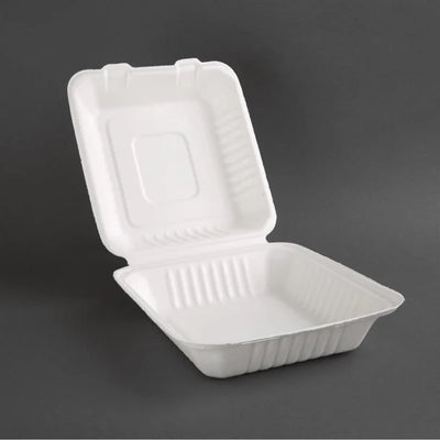Fiesta Green Compostable Bagasse Hinged Food Containers 223mm (Pack of 200)
