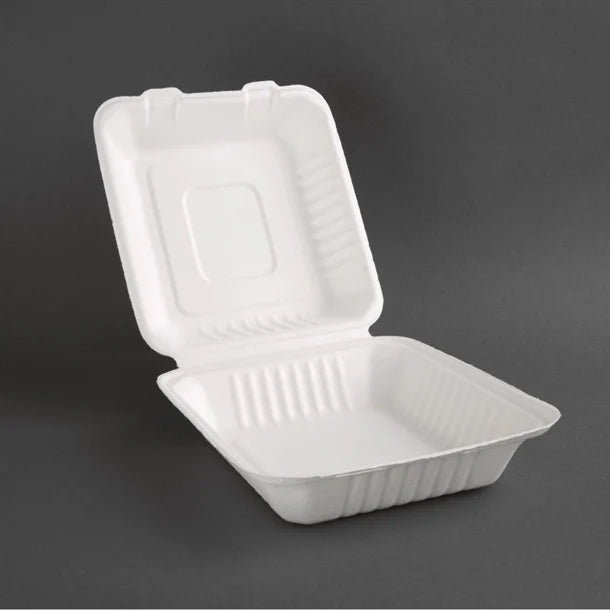 Fiesta Green Compostable Bagasse Hinged Food Containers 223mm (Pack of 200)