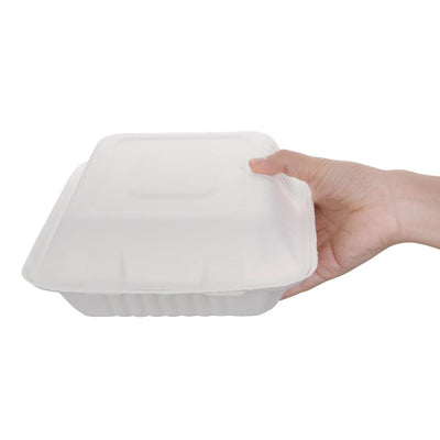 Fiesta Green Compostable Bagasse Hinged Food Containers 223mm (Pack of 200)