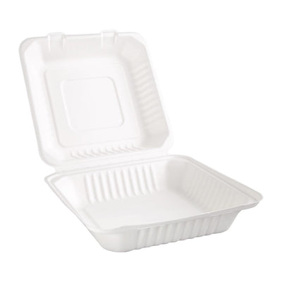 Fiesta Green Compostable Bagasse Hinged Food Containers 236mm (Pack of 200)