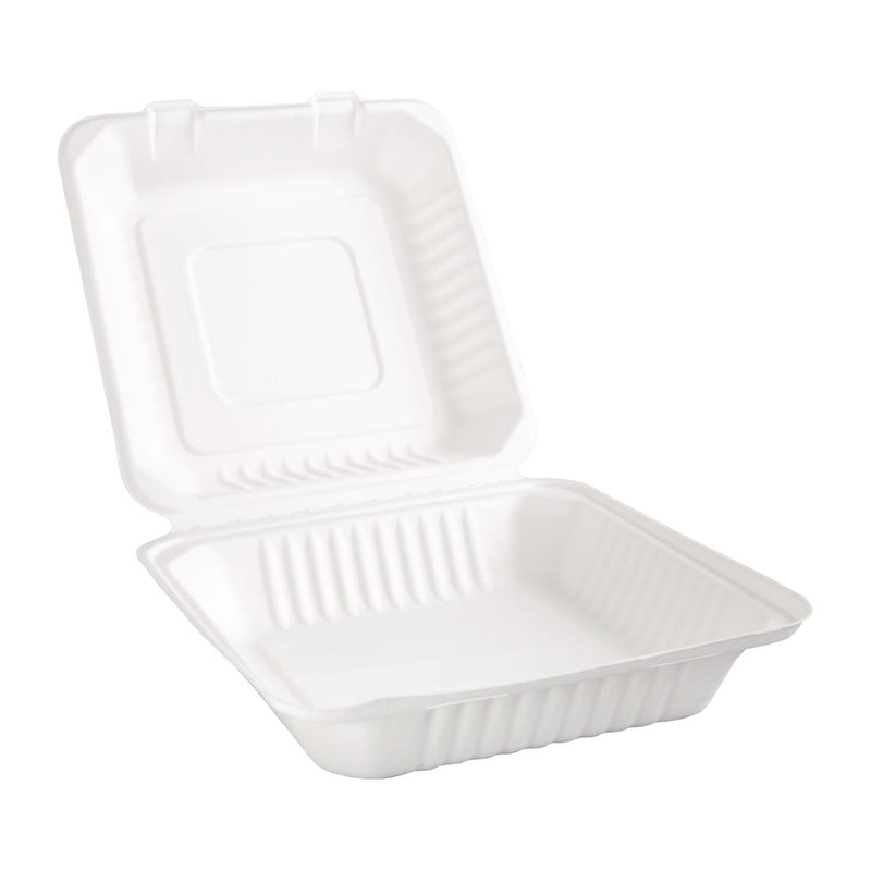 Fiesta Green Compostable Bagasse Hinged Food Containers 236mm (Pack of 200)