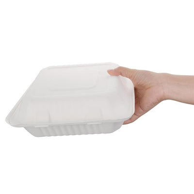 Fiesta Green Compostable Bagasse Hinged Food Containers 236mm (Pack of 200)