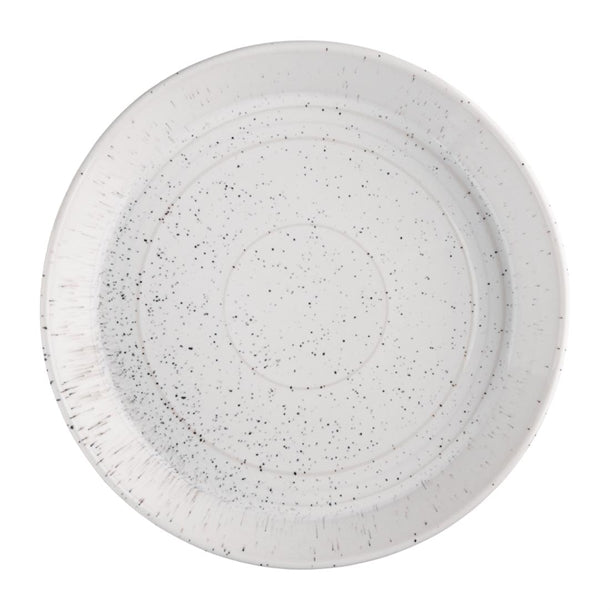 Olympia Cavolo Flat Round Bowls White Speckle 220mm (Pack of 4)