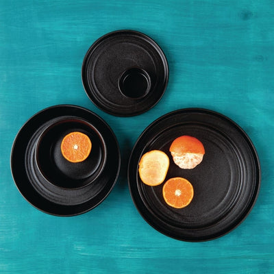 Olympia Cavolo Textured Black Flat Round Plates 270mm (Pack of 4)