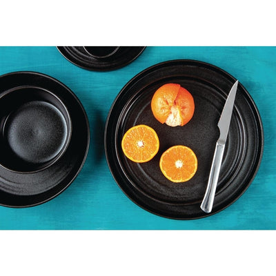 Olympia Cavolo Textured Black Flat Round Plates 270mm (Pack of 4)