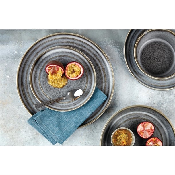 Olympia Cavolo Charcoal Dusk Flat Round Bowls 220mm (Pack of 4)