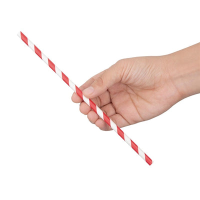 Fiesta Green Individually Wrapped Compostable Paper Straws Red Stripes (Pack of 250)