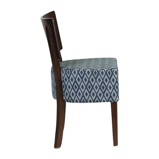 Asti Padded Dark Walnut Dining Chair with Blue Diamond Deep Padded Seat and Back (Pack of 2)
