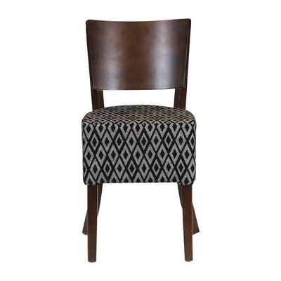 Asti Padded Dark Walnut Dining Chair with Black Diamond Deep Padded Seat and Back (Pack of 2)