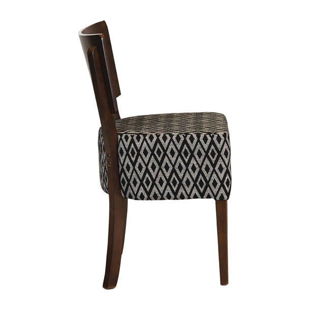 Asti Padded Dark Walnut Dining Chair with Black Diamond Deep Padded Seat and Back (Pack of 2)