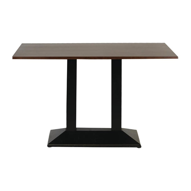 Turin Metal Base Pedestal Rectangle Table with Dark Wood Top 1200x700mm