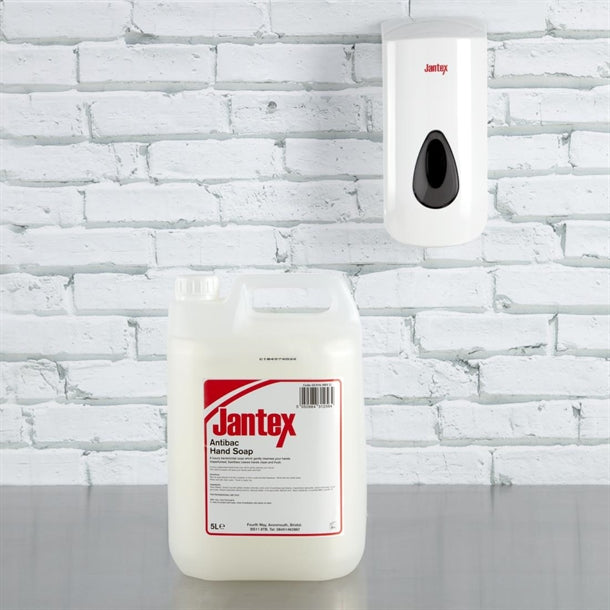 Jantex Manual Liquid Soap and Hand Sanitiser Dispenser 900ml White
