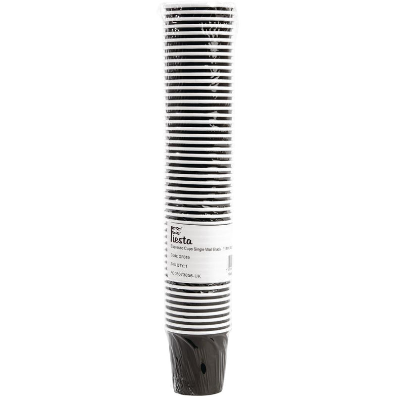 Fiesta Disposable Espresso Cups Single Wall Black 112ml - 4oz (Pack of 50)