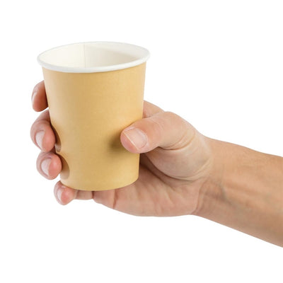 Fiesta Disposable Coffee Cups Single Wall Kraft 225ml - 8oz (Pack of 1000)