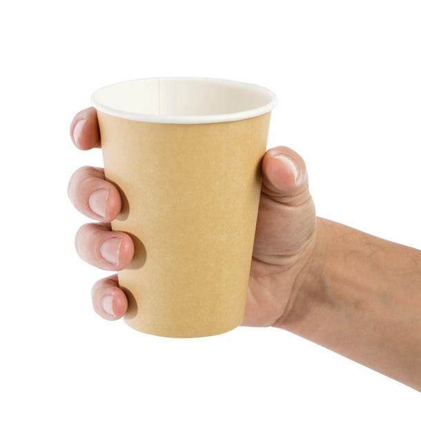 Fiesta Disposable Coffee Cups Single Wall Kraft 340ml - 12oz (Pack of 1000)