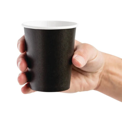 Fiesta Disposable Coffee Cups Single Wall Black 225ml - 8oz (Pack of 50)