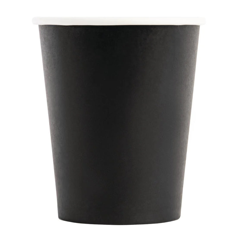 Fiesta Disposable Coffee Cups Single Wall Black 225ml - 8oz (Pack of 50)