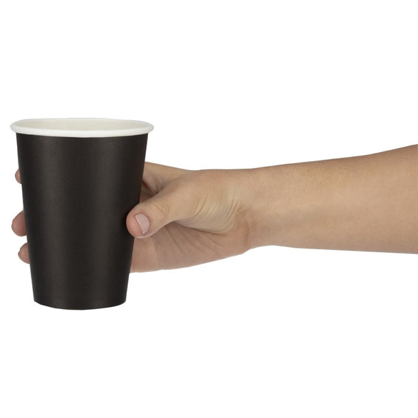 Fiesta Disposable Coffee Cups Single Wall Black 340ml - 12oz (Pack of 50)